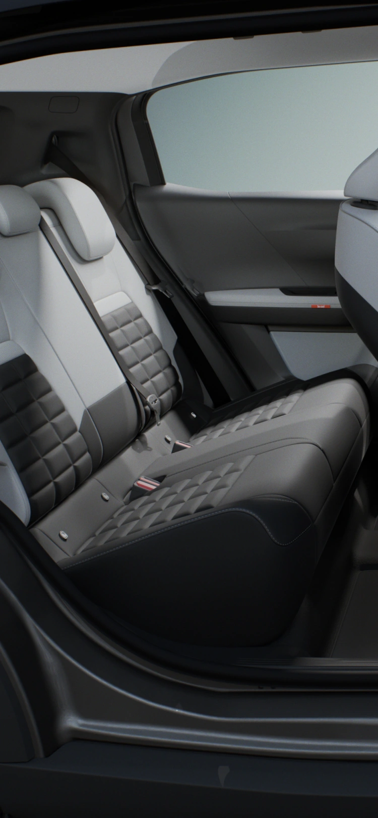 Vue côté de l'habitacle de Citroën ë-C3 Aircross, des sièges spacieux sur plusieurs rangées pour une mobilité, abordable.